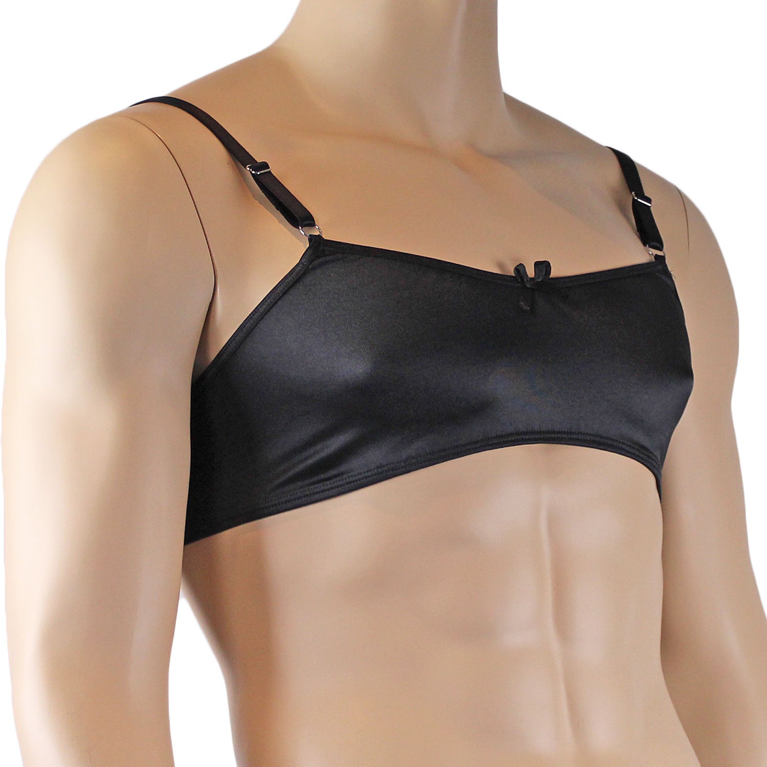 Mens Jenny Shiny Spandex Bra Top with Adjustable Straps Black or White