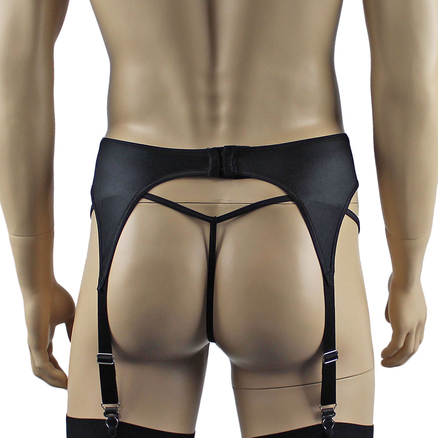 Mens Jenny Shiny Spandex Garterbelt Lingerie Black or White