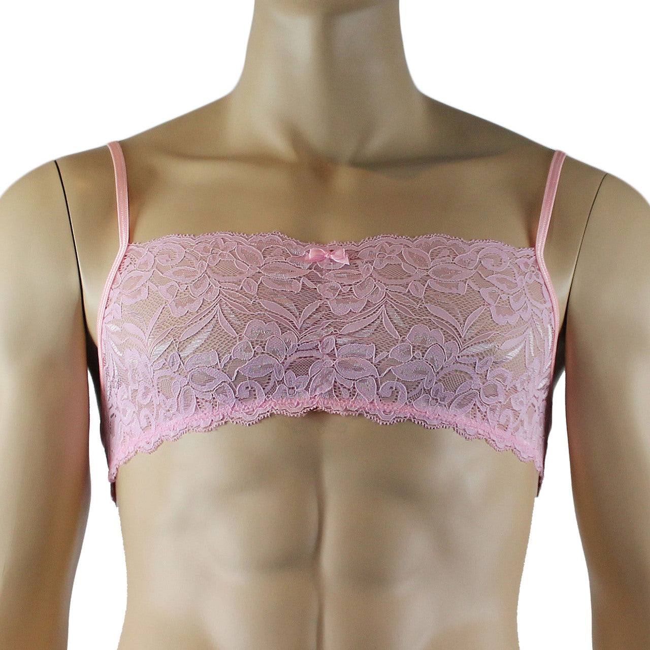 Mens Kristy Lingerie Lace Bra Top BR04 and Lace Panty Light Pink