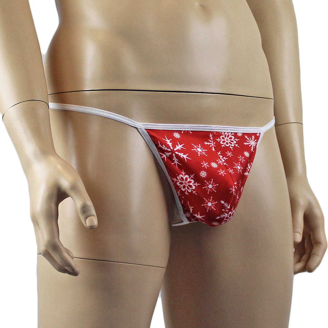 Mens Christmas Snow Flake G string Pouch Xmas Underwear Red and White