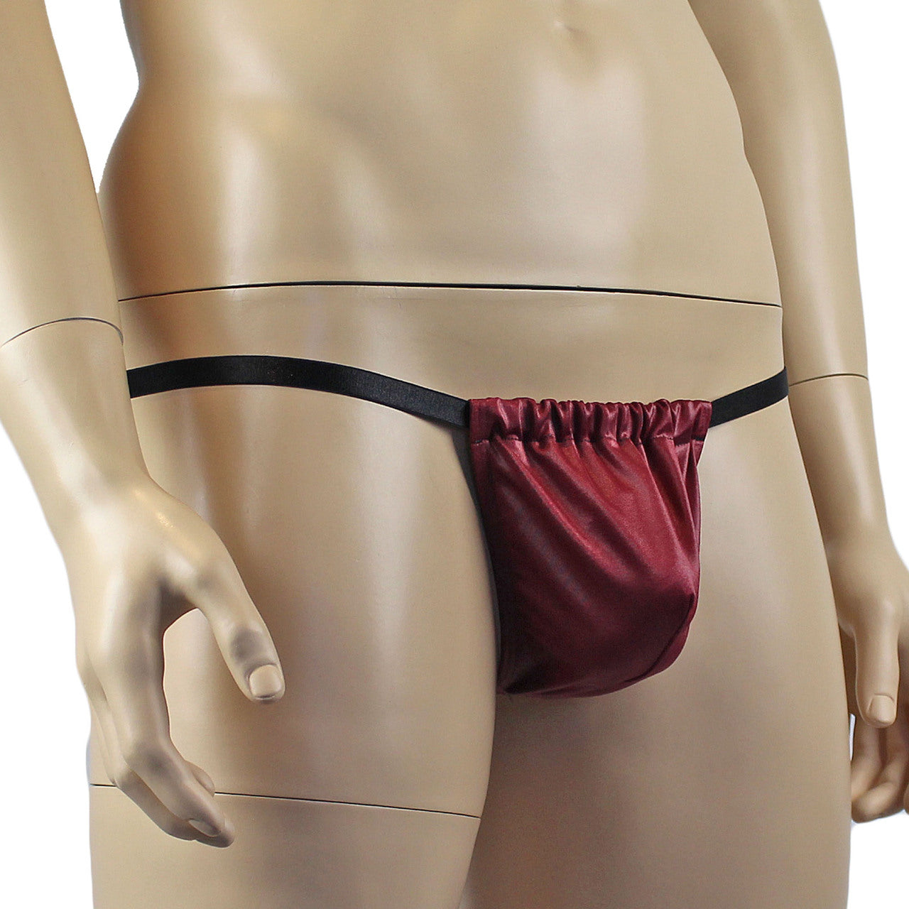 Male Oil Wetlook Pouch G string Burgundy