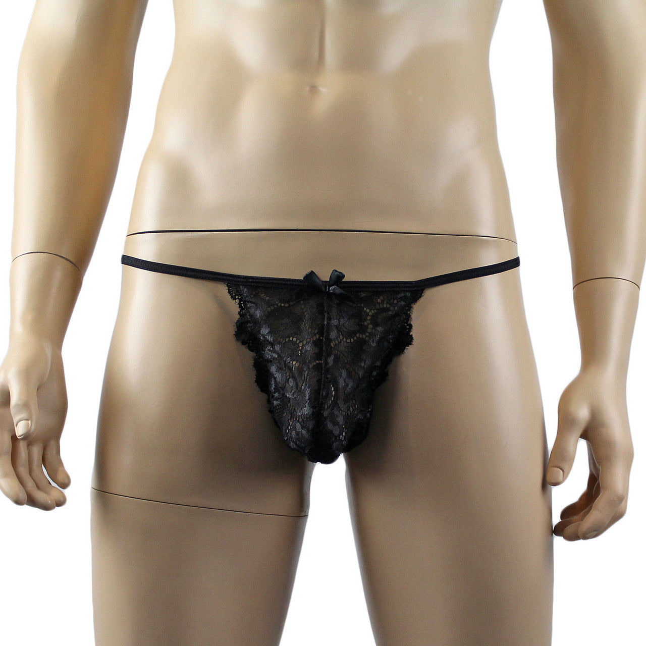 Mens Sweetheart Shiny Lace Pouch G string (black plus other colours)