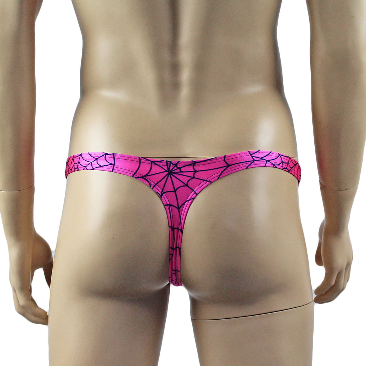 Mens Spider Web Mini Thong Hot Pink